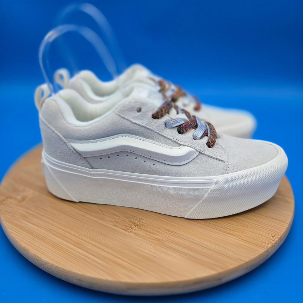 Vans Knu Stack White Chunky Platform Sneakers Skate Womens 7 Mens 5.5 NEW NWOB